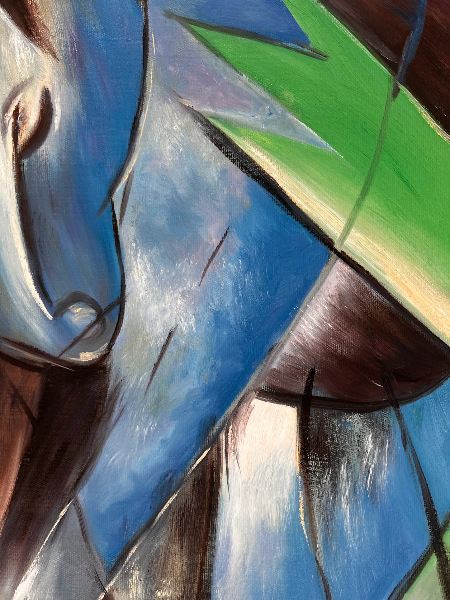 Rehe im Walde II – Peinture à l'huile expressionniste peinte à la main sur toile (64 × 80 cm)