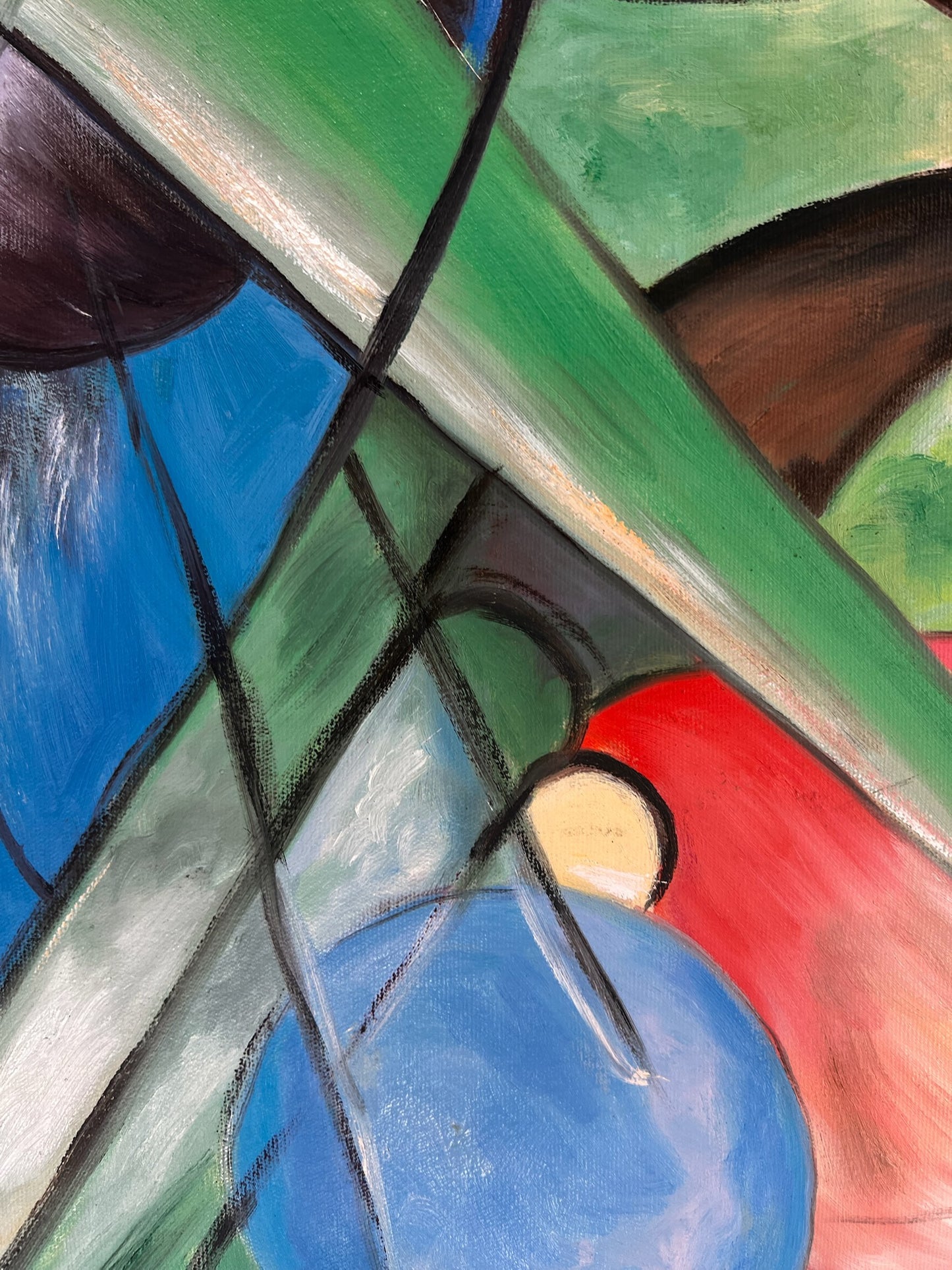 Rehe im Walde II – Peinture à l'huile expressionniste peinte à la main sur toile (64 × 80 cm)