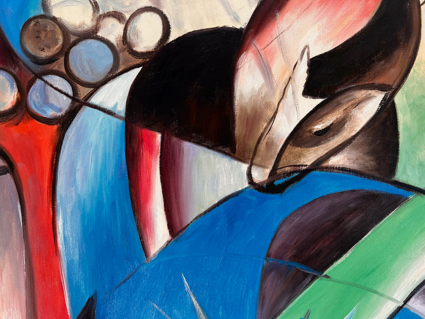 Rehe im Walde II – Peinture à l'huile expressionniste peinte à la main sur toile (64 × 80 cm)