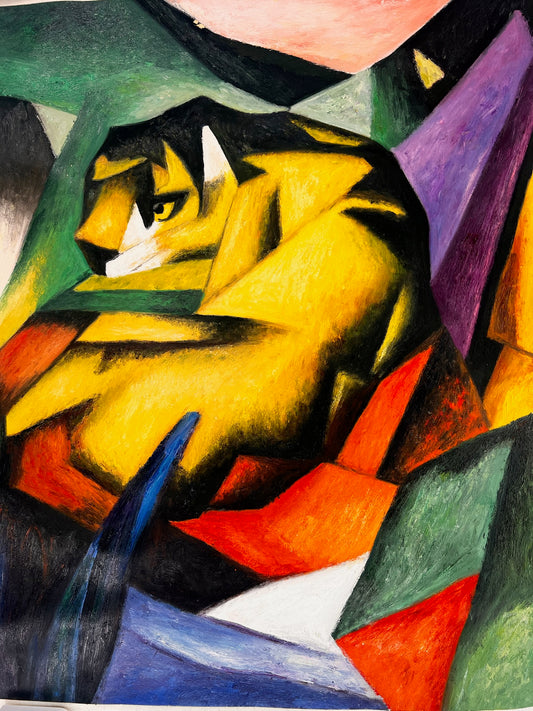 Tigre – Peinture à l'huile expressionniste peinte à la main sur toile (64 × 80 cm)