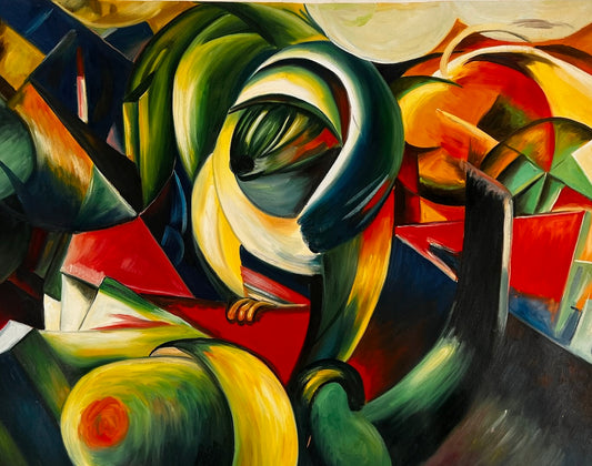 Le Mandrill – Peinture à l'huile expressionniste peinte à la main sur toile (60 × 80 cm)