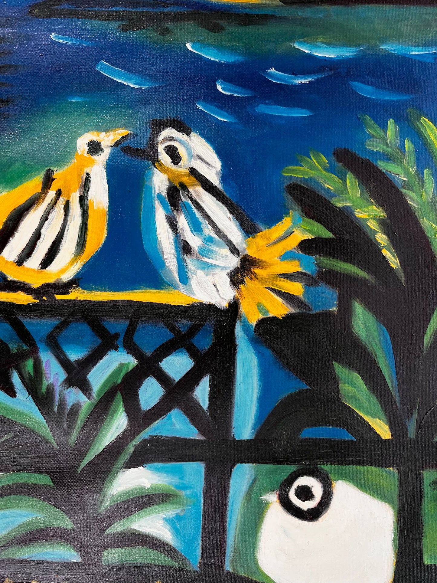 Côte d’Azur – Peinture à l'huile cubiste peinte à la main sur toile (60 × 80 cm)