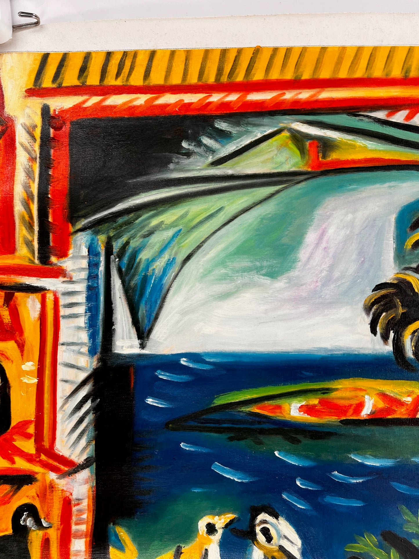 Côte d’Azur – Peinture à l'huile cubiste peinte à la main sur toile (60 × 80 cm)