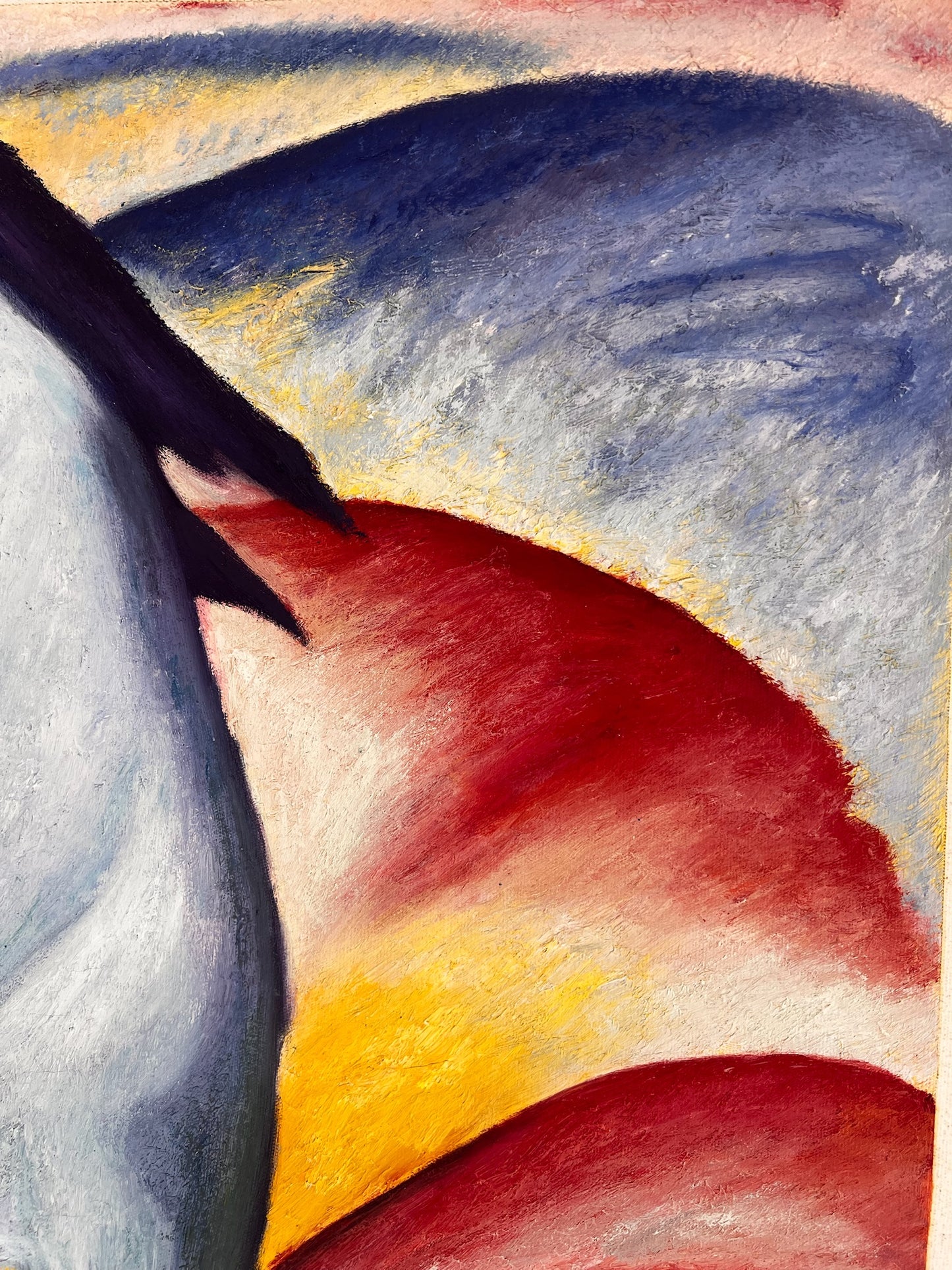 Cheval Bleu I – Peinture à l'huile expressionniste peinte à la main sur toile (64 × 80 cm)