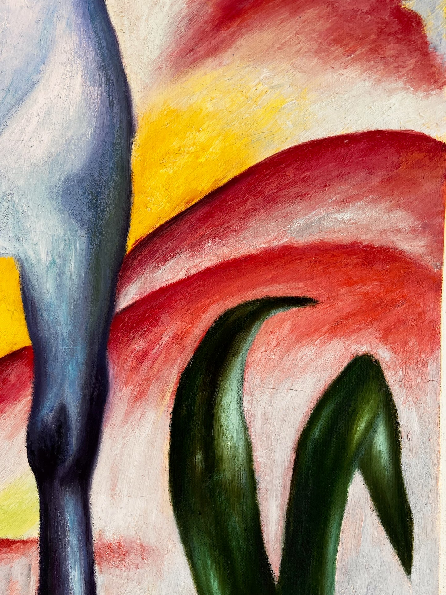 Cheval Bleu I – Peinture à l'huile expressionniste peinte à la main sur toile (64 × 80 cm)