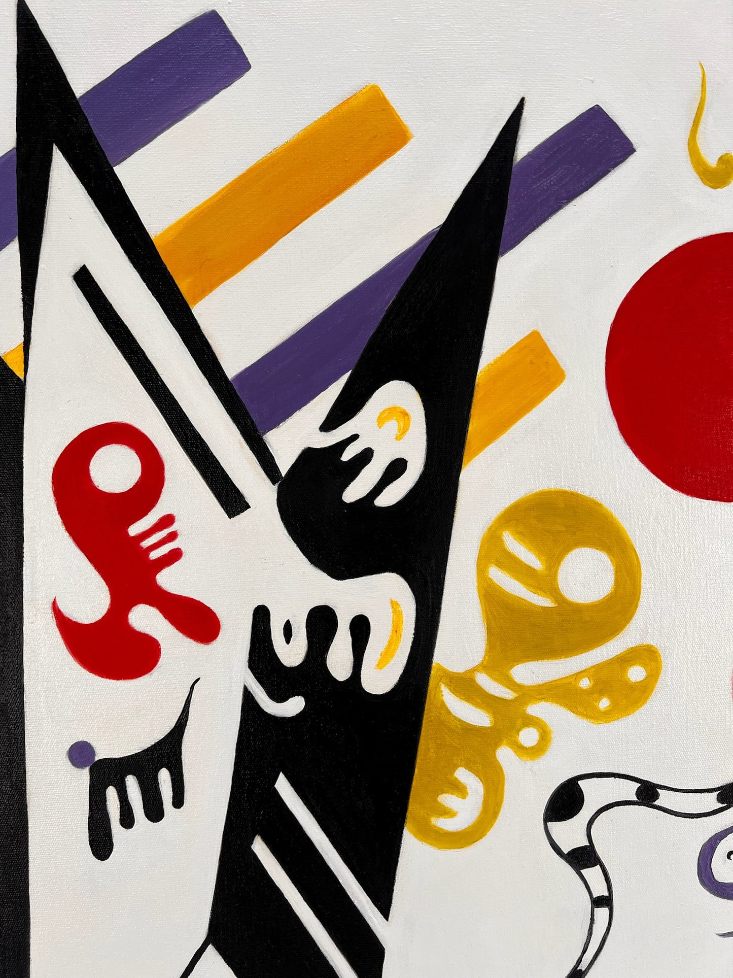 Composition abstraite WK 819 (d'après Wassily Kandinsky) – Peinture à l'huile moderne abstraite peinte à la main sur toile (60 × 80 cm, encadrée)