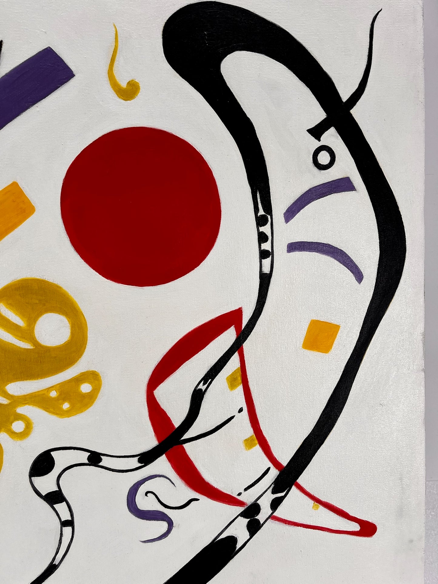 Composition abstraite WK 819 (d'après Wassily Kandinsky) – Peinture à l'huile moderne abstraite peinte à la main sur toile (60 × 80 cm, encadrée)