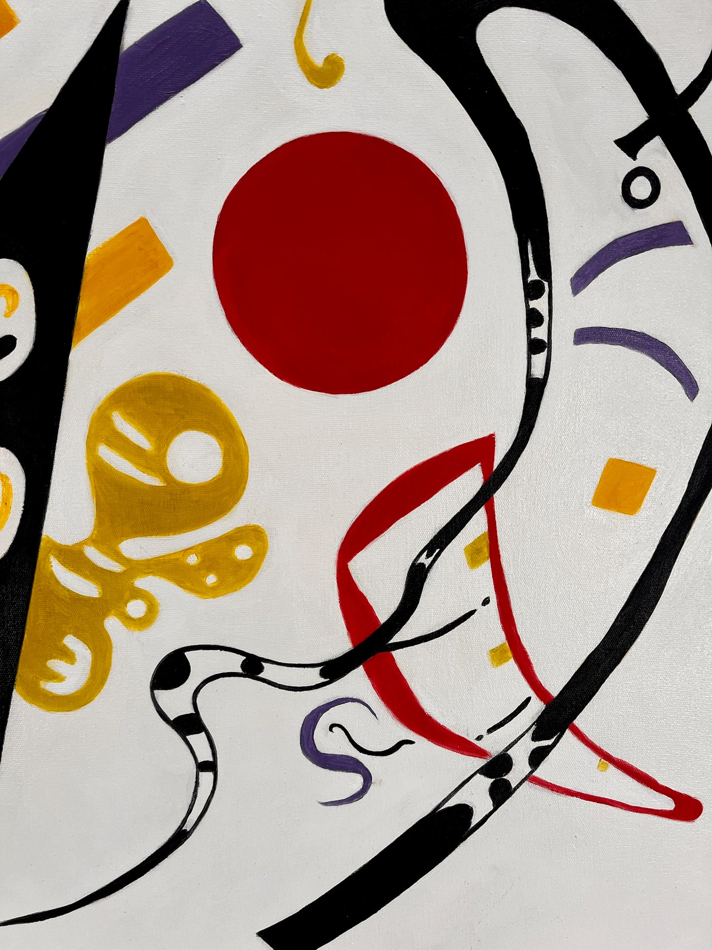 Composition abstraite WK 819 (d'après Wassily Kandinsky) – Peinture à l'huile moderne abstraite peinte à la main sur toile (60 × 80 cm, encadrée)