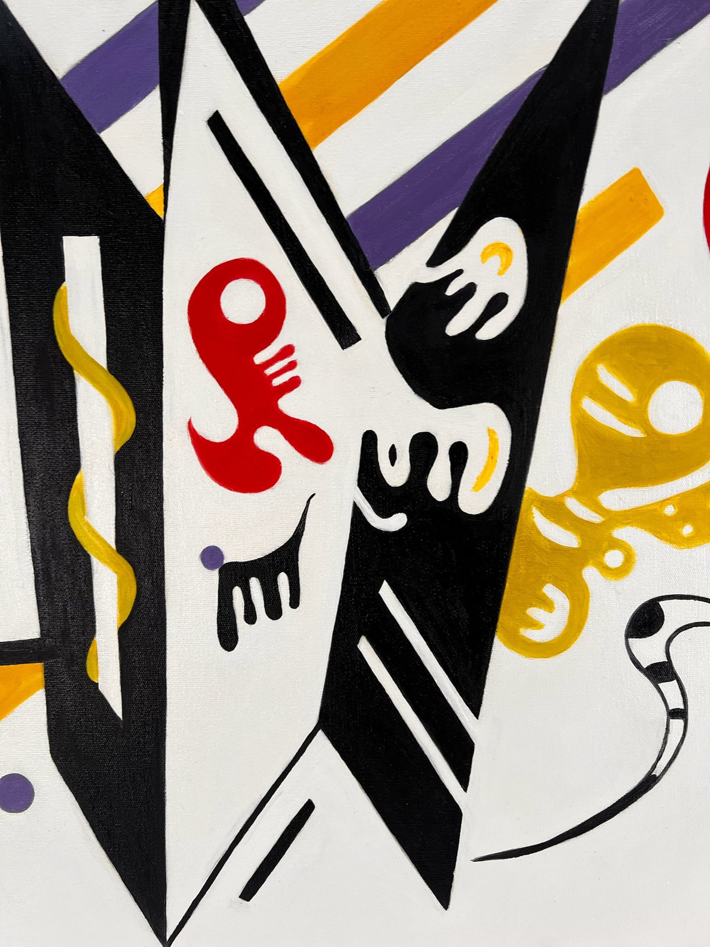 Composition abstraite WK 819 (d'après Wassily Kandinsky) – Peinture à l'huile moderne abstraite peinte à la main sur toile (60 × 80 cm, encadrée)