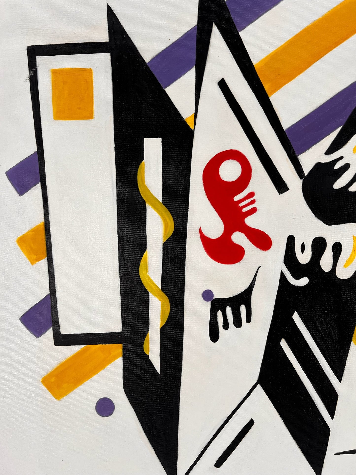 Composition abstraite WK 819 (d'après Wassily Kandinsky) – Peinture à l'huile moderne abstraite peinte à la main sur toile (60 × 80 cm, encadrée)