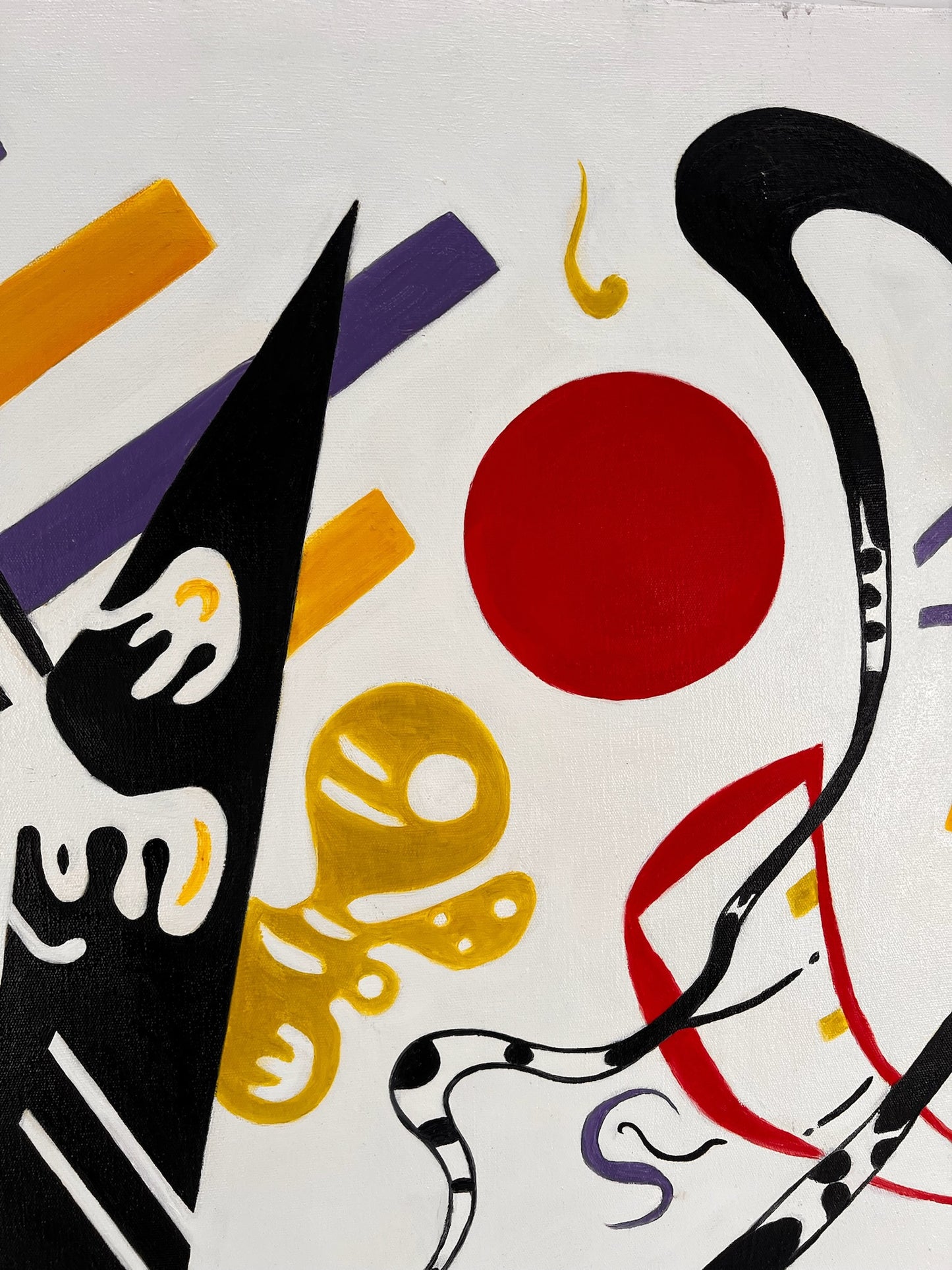 Composition abstraite WK 819 (d'après Wassily Kandinsky) – Peinture à l'huile moderne abstraite peinte à la main sur toile (60 × 80 cm, encadrée)