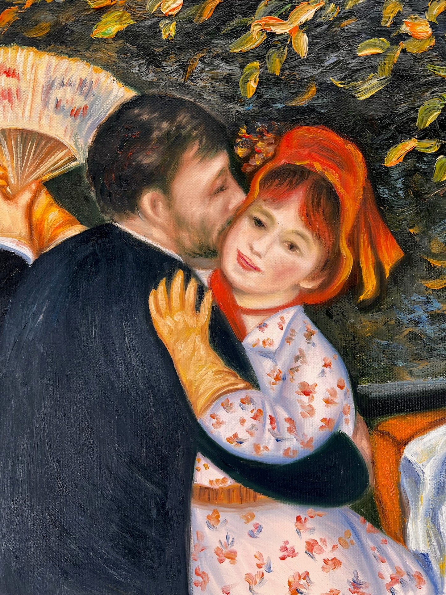 Danse à Bougival (d'après Pierre-Auguste Renoir) – Peinture à l'huile impressionniste sur toile peinte à la main (60 × 80 cm, encadrée)