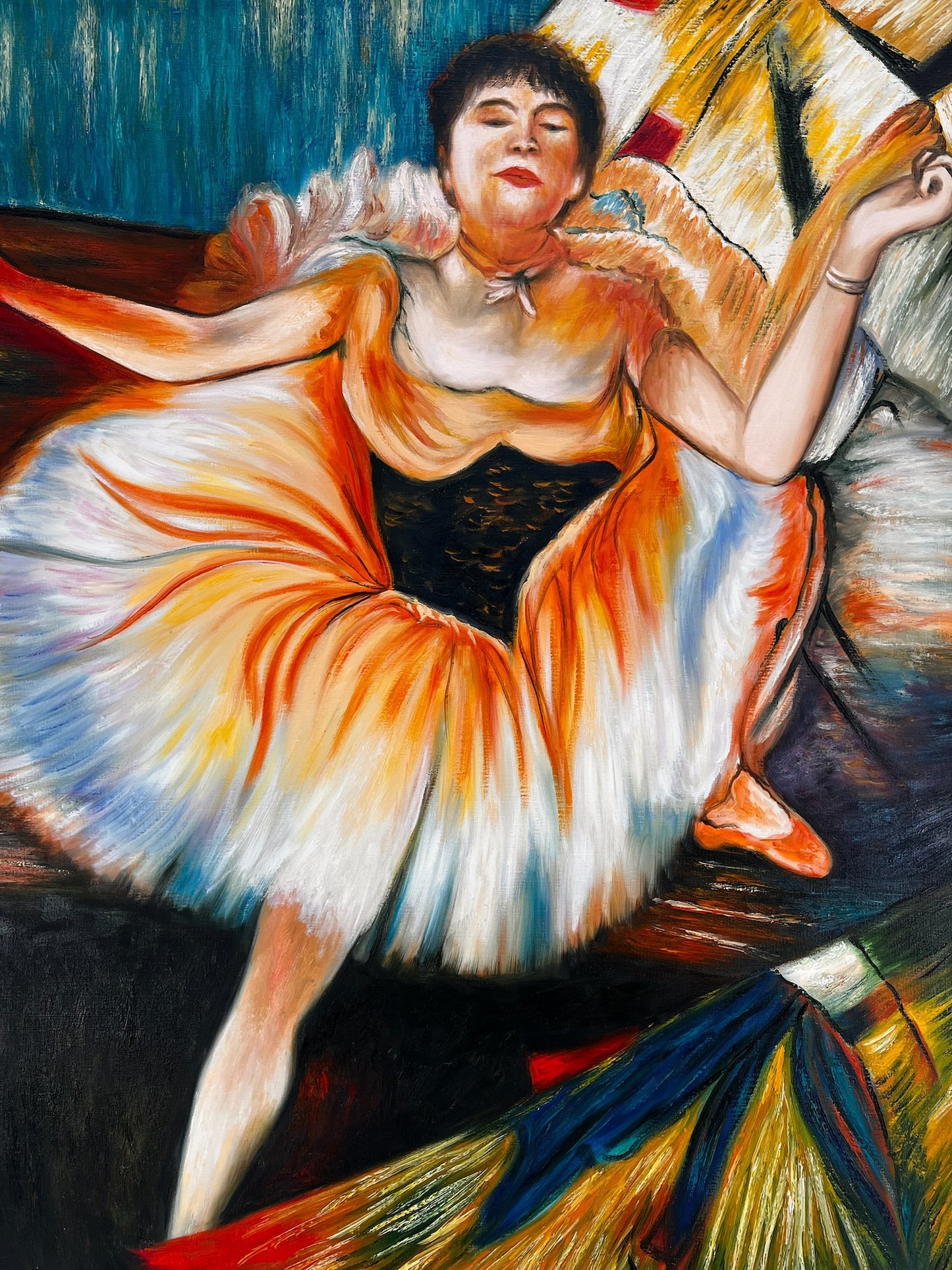 Ballerine – Peinture à l'huile impressionniste peinte à la main sur toile (60 × 80 cm)