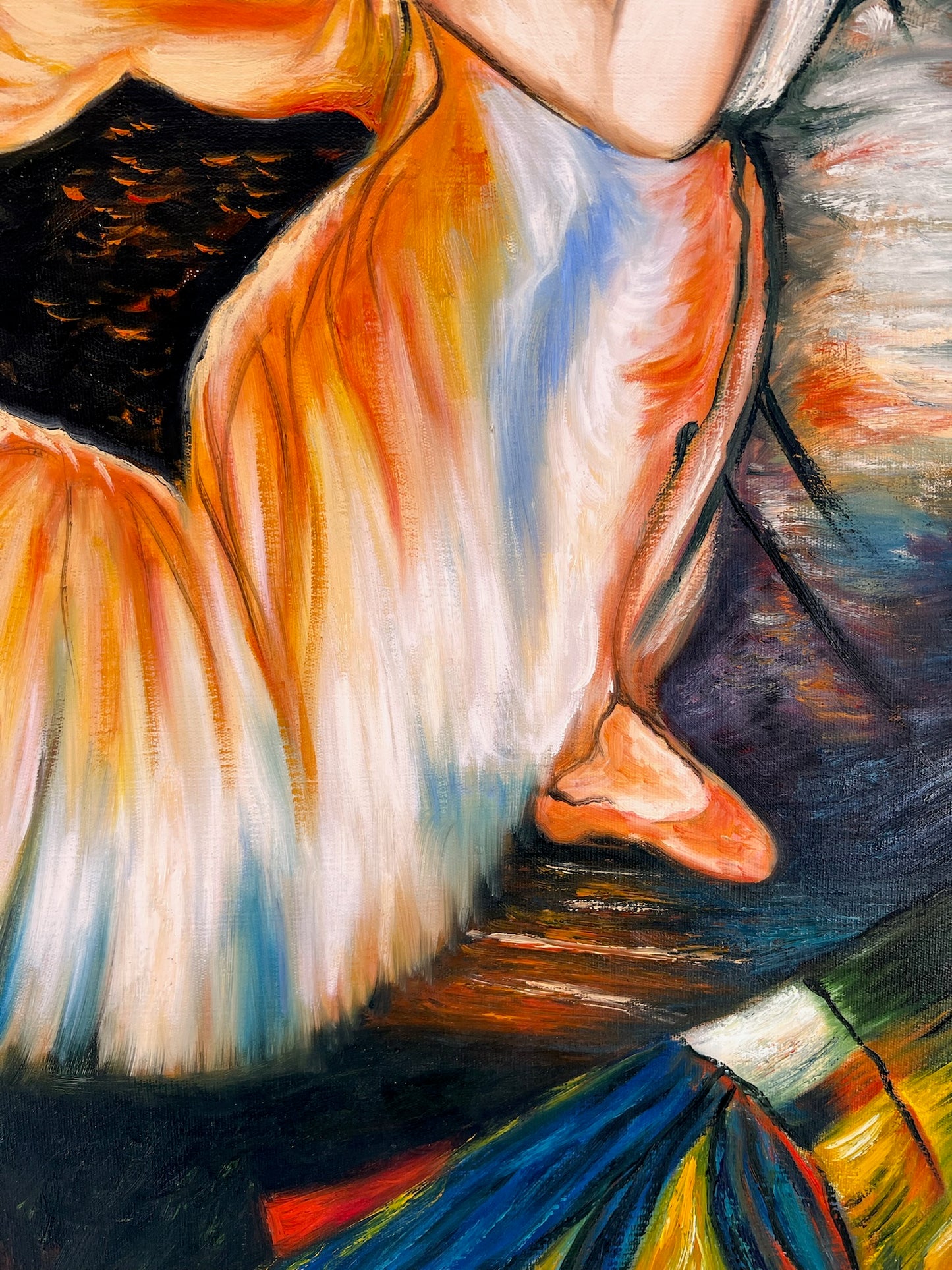 Ballerine – Peinture à l'huile impressionniste peinte à la main sur toile (60 × 80 cm)