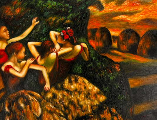 Les Danseurs au Soleil – Peinture à l'huile impressionniste sur toile peinte à la main (60 × 80 cm)