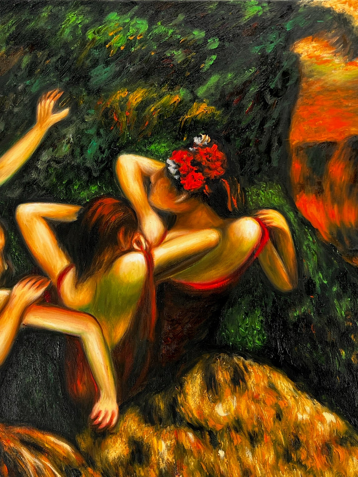 Les Danseurs au Soleil – Peinture à l'huile impressionniste sur toile peinte à la main (60 × 80 cm)