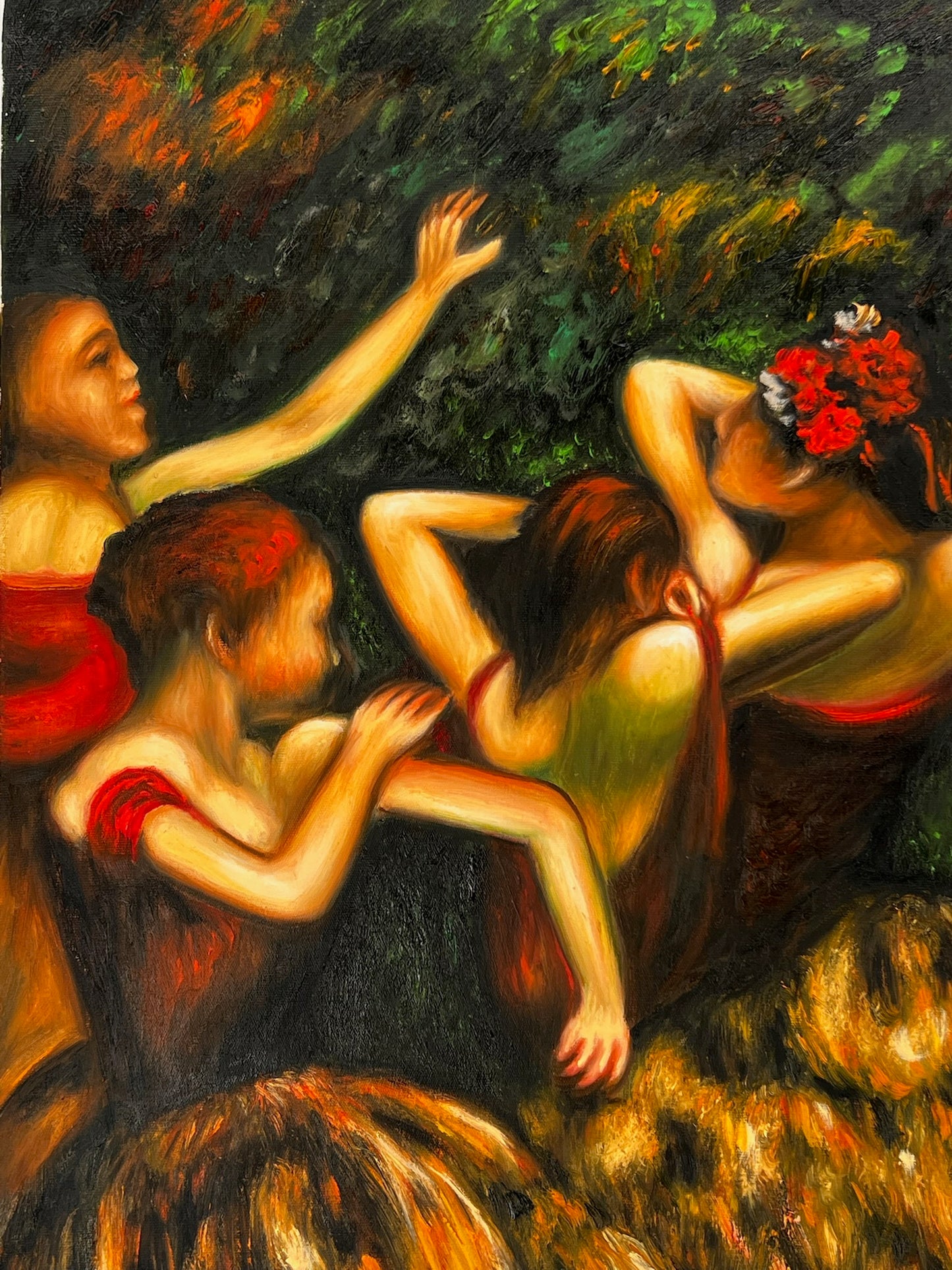 Les Danseurs au Soleil – Peinture à l'huile impressionniste sur toile peinte à la main (60 × 80 cm)
