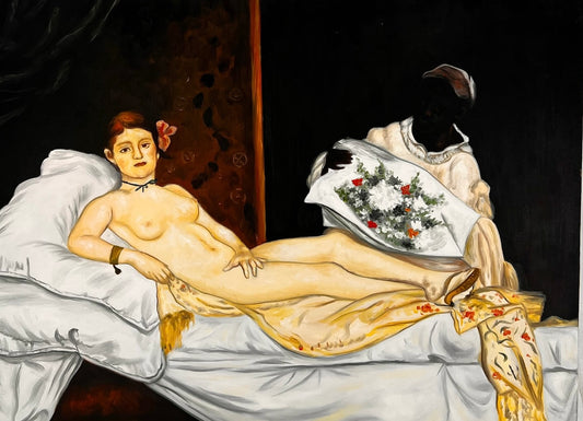 Olympia – Peinture à l'huile réaliste peinte à la main sur toile (64 × 80 cm)