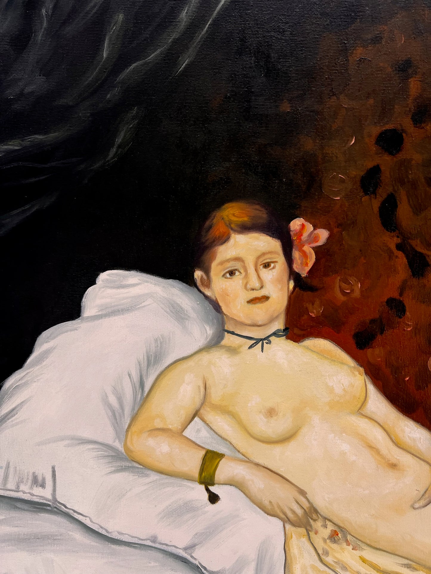 Olympia – Peinture à l'huile réaliste peinte à la main sur toile (64 × 80 cm)