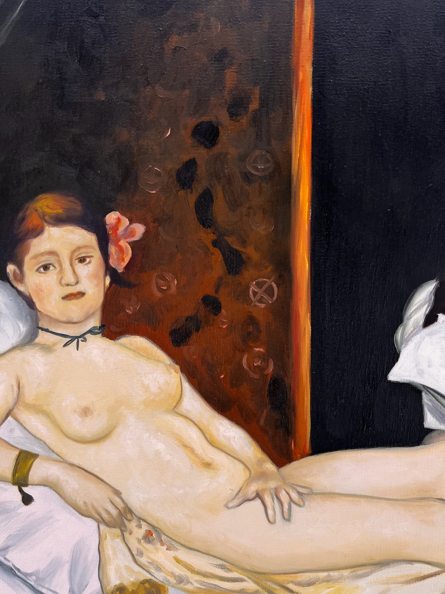 Olympia – Peinture à l'huile réaliste peinte à la main sur toile (64 × 80 cm)