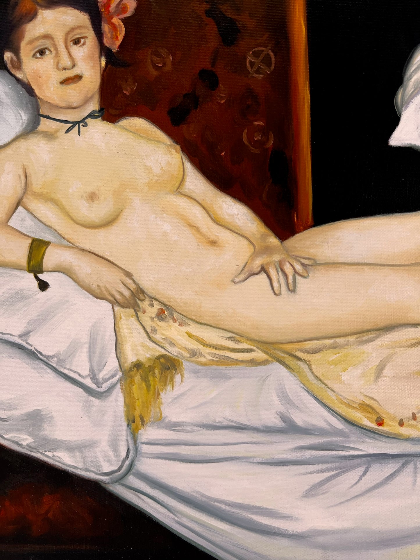 Olympia – Peinture à l'huile réaliste peinte à la main sur toile (64 × 80 cm)
