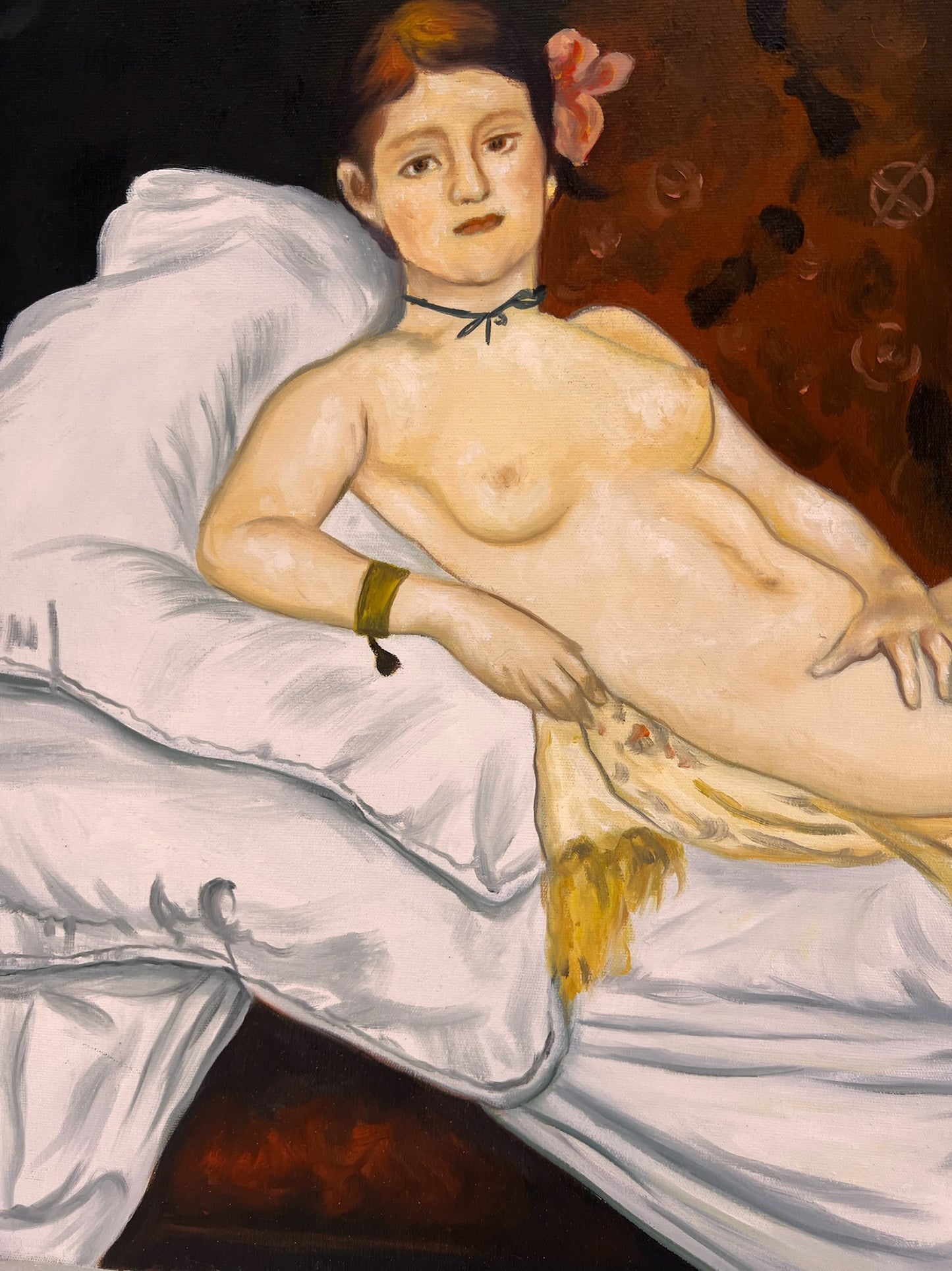 Olympia – Peinture à l'huile réaliste peinte à la main sur toile (64 × 80 cm)