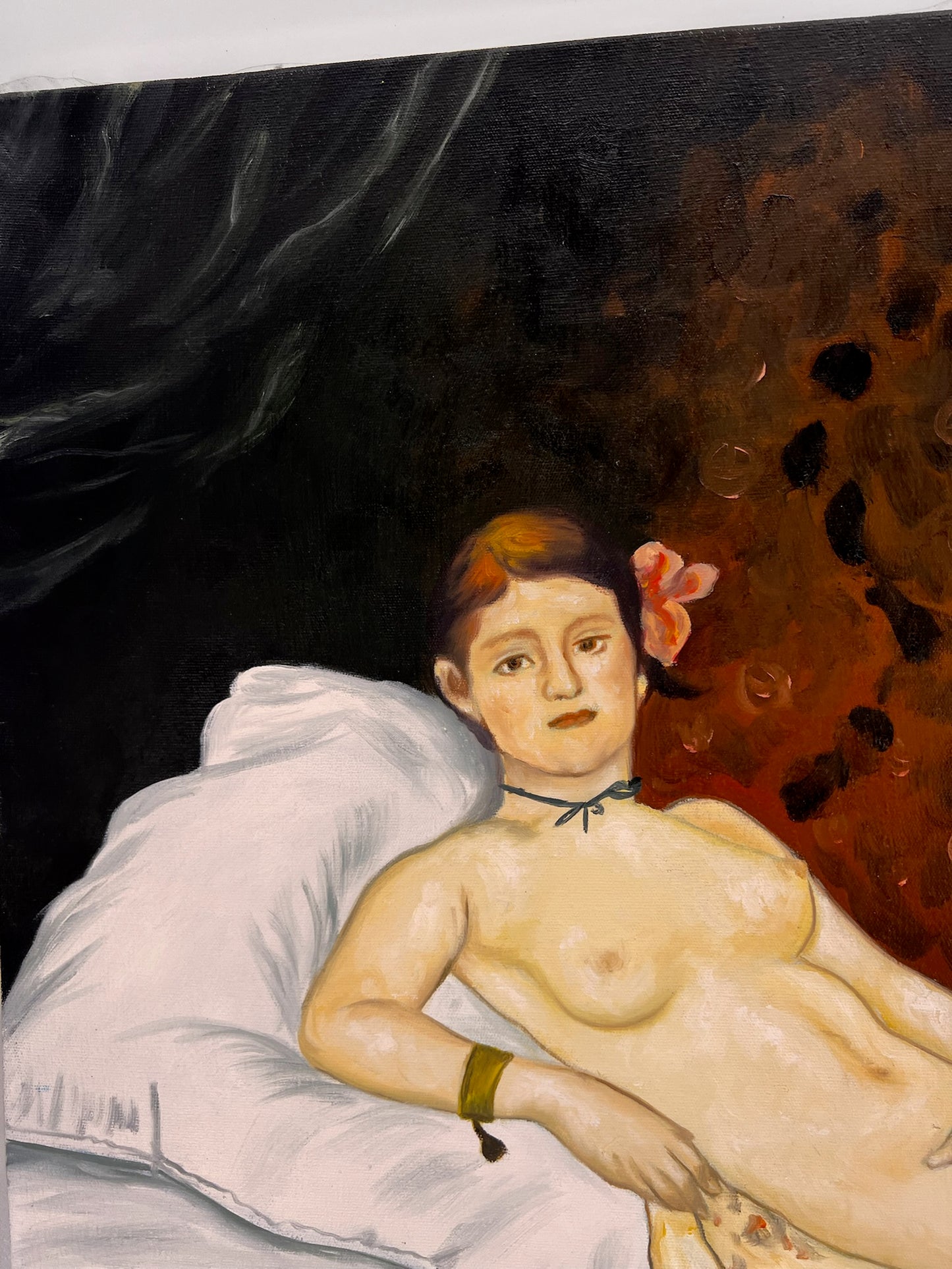 Olympia – Peinture à l'huile réaliste peinte à la main sur toile (64 × 80 cm)