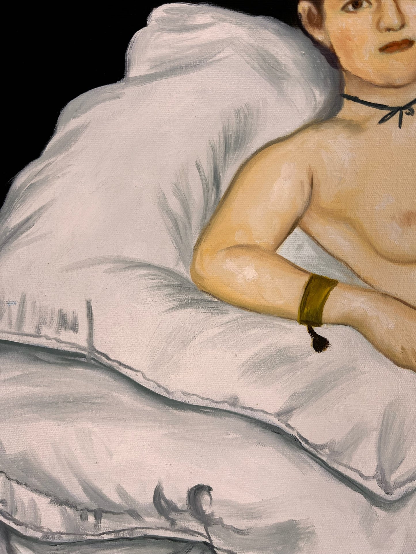 Olympia – Peinture à l'huile réaliste peinte à la main sur toile (64 × 80 cm)