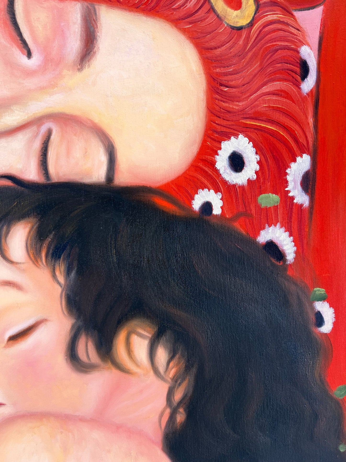 Mutter und Kind – Peinture à l'huile symboliste peinte à la main sur toile (60 × 80 cm)
