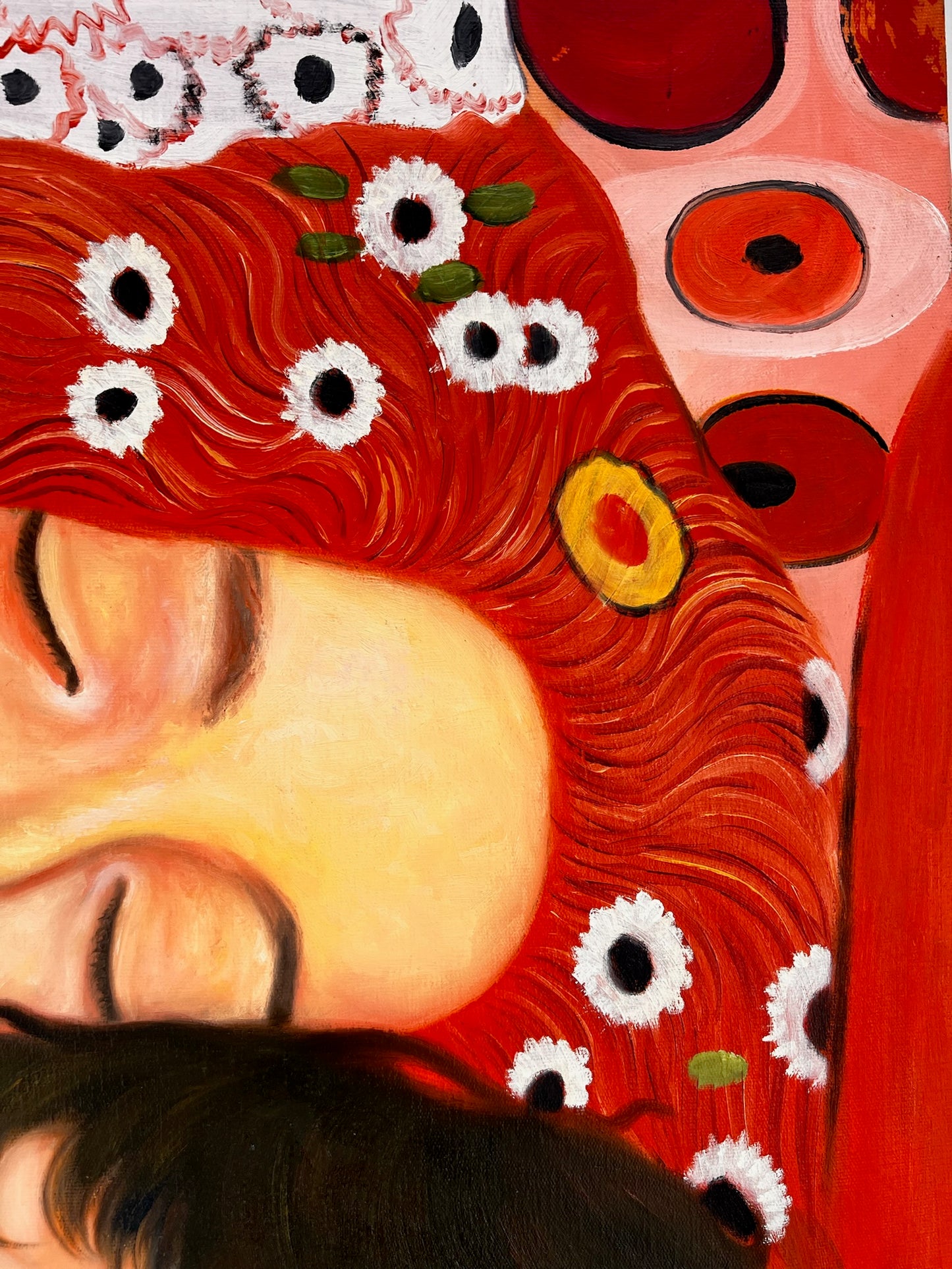 Mutter und Kind – Peinture à l'huile symboliste peinte à la main sur toile (60 × 80 cm)