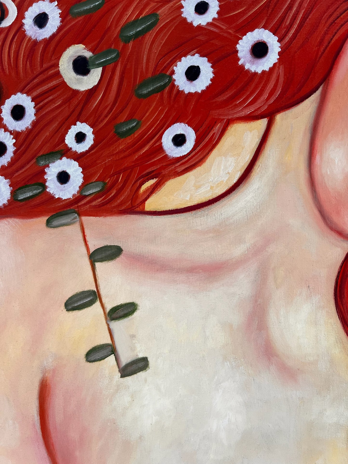 Mutter und Kind – Peinture à l'huile symboliste peinte à la main sur toile (60 × 80 cm)