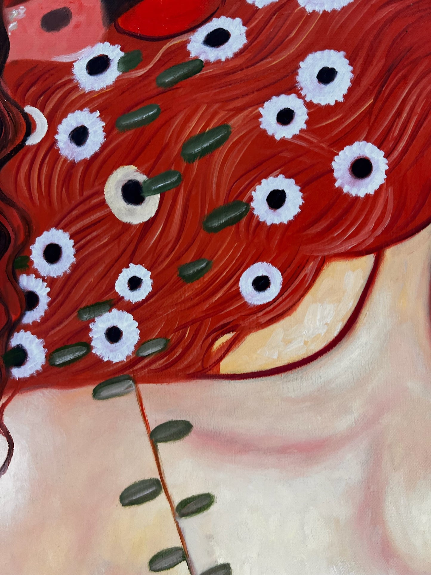 Mutter und Kind – Peinture à l'huile symboliste peinte à la main sur toile (60 × 80 cm)
