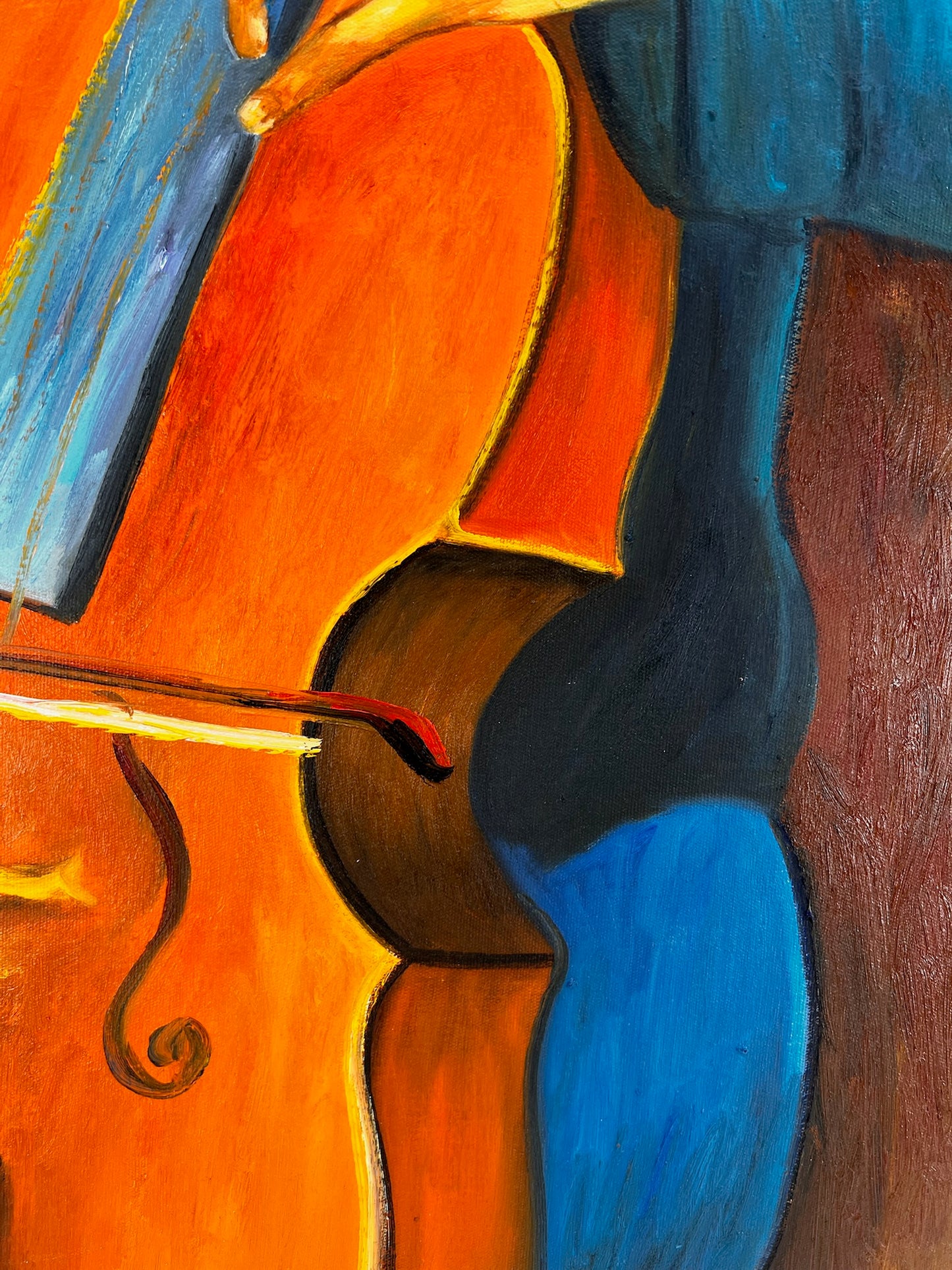 Portrait d'un Violoncelliste – Peinture à l'huile post-impressionniste peinte à la main sur toile (60 × 80 cm)