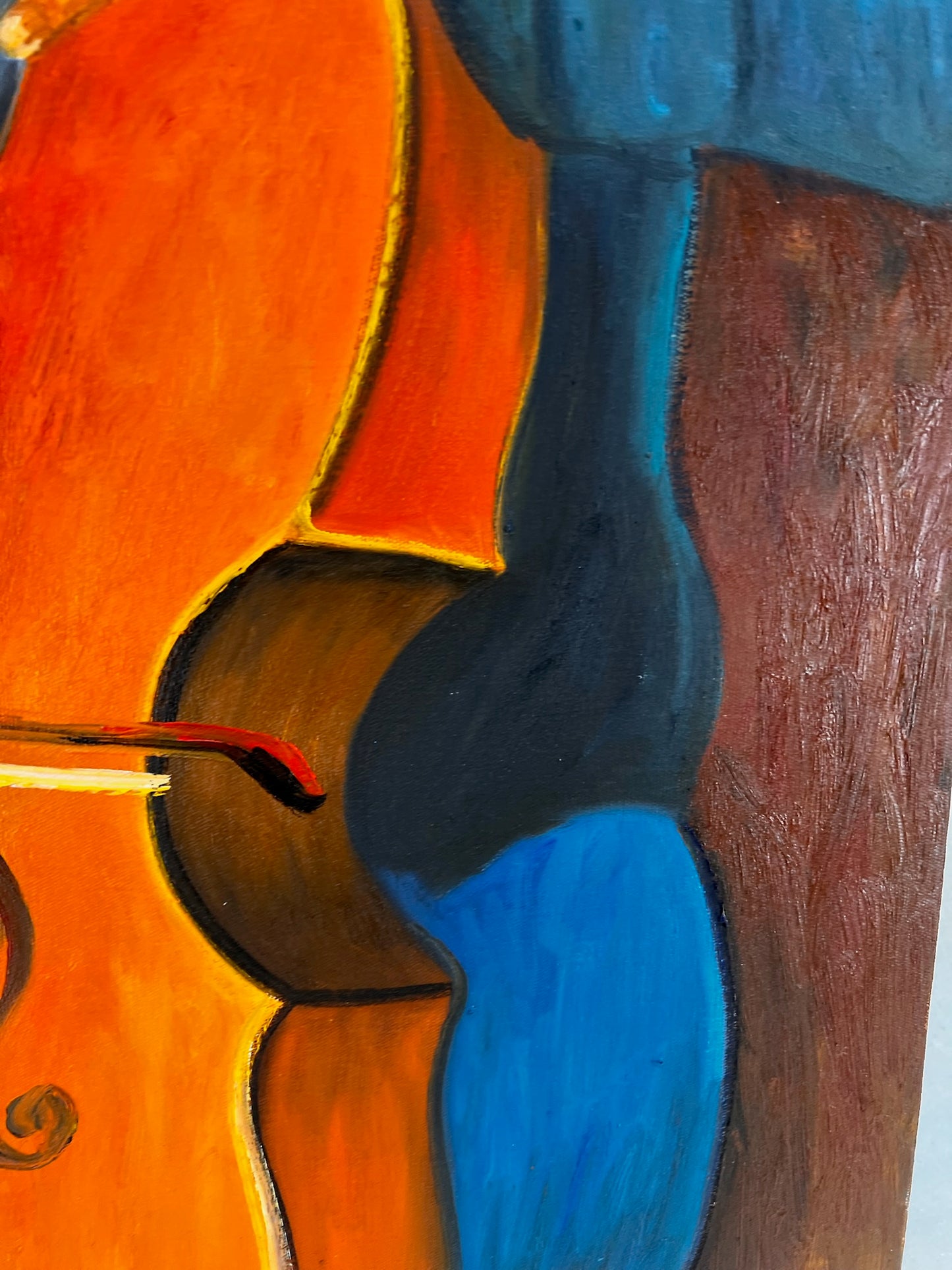 Portrait d'un Violoncelliste – Peinture à l'huile post-impressionniste peinte à la main sur toile (60 × 80 cm)