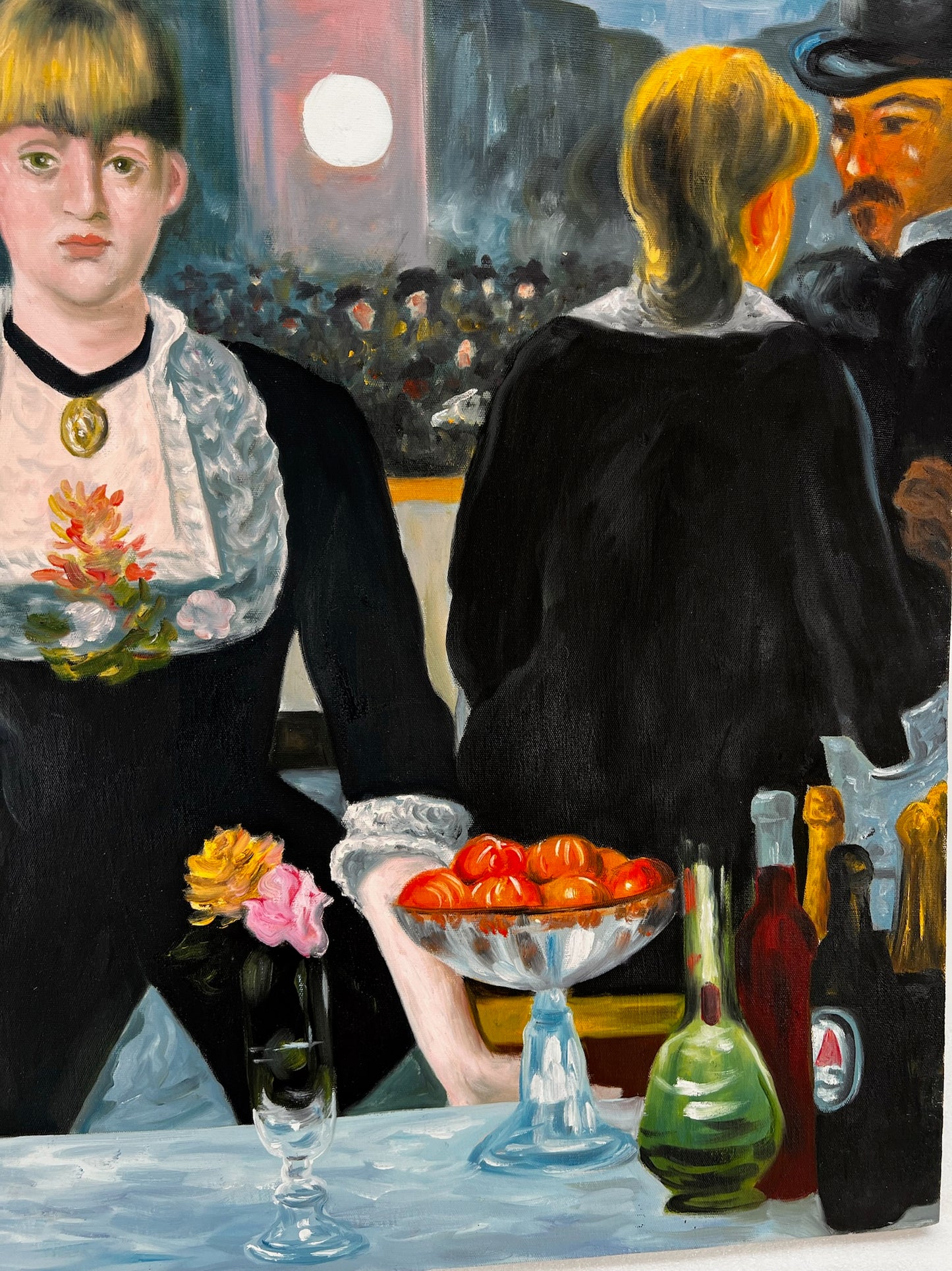 Un Bar aux Folies-Bergère – Peinture à l'huile impressionniste peinte à la main sur toile (64 × 80 cm)