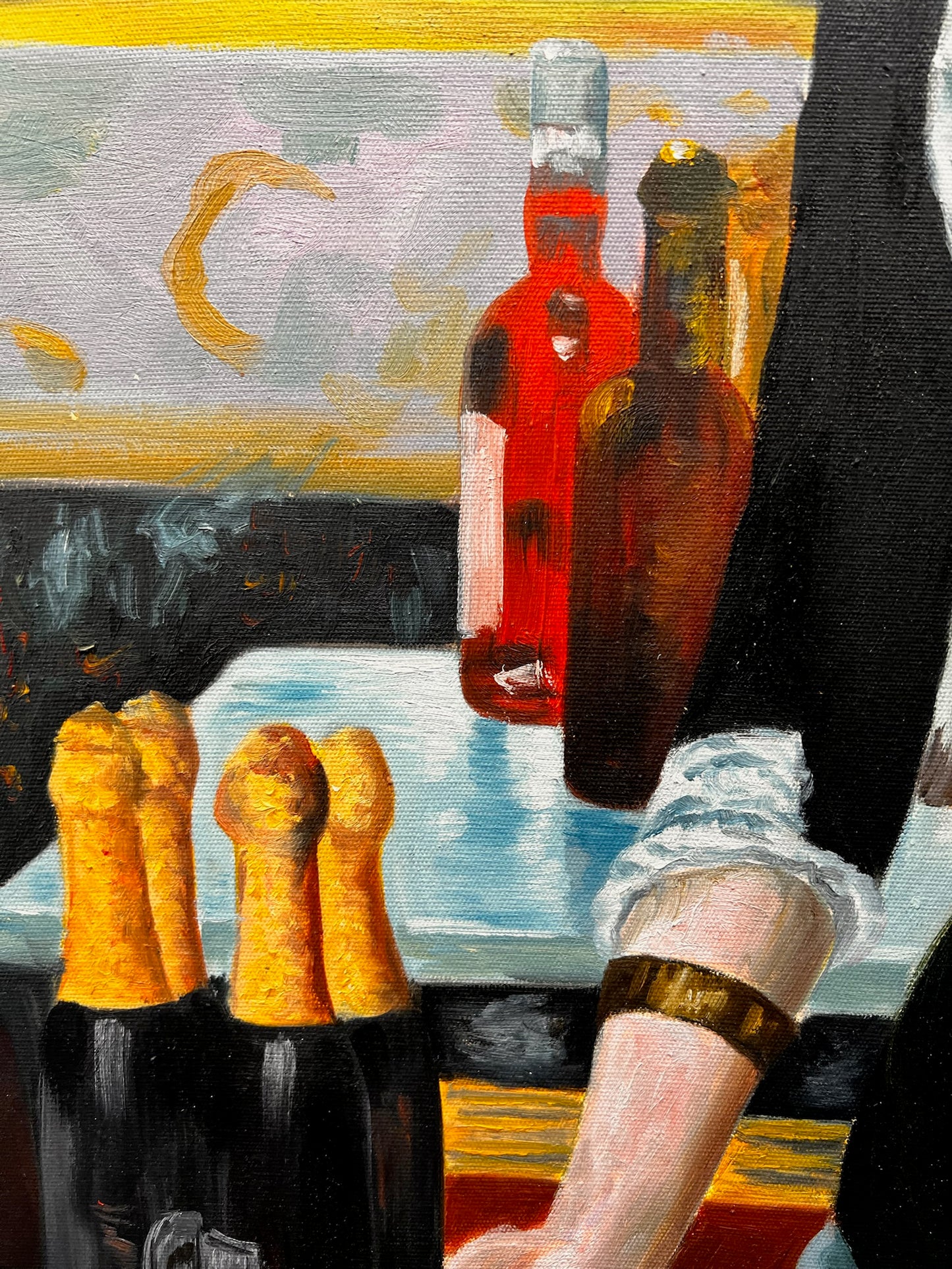 Un Bar aux Folies-Bergère – Peinture à l'huile impressionniste peinte à la main sur toile (64 × 80 cm)