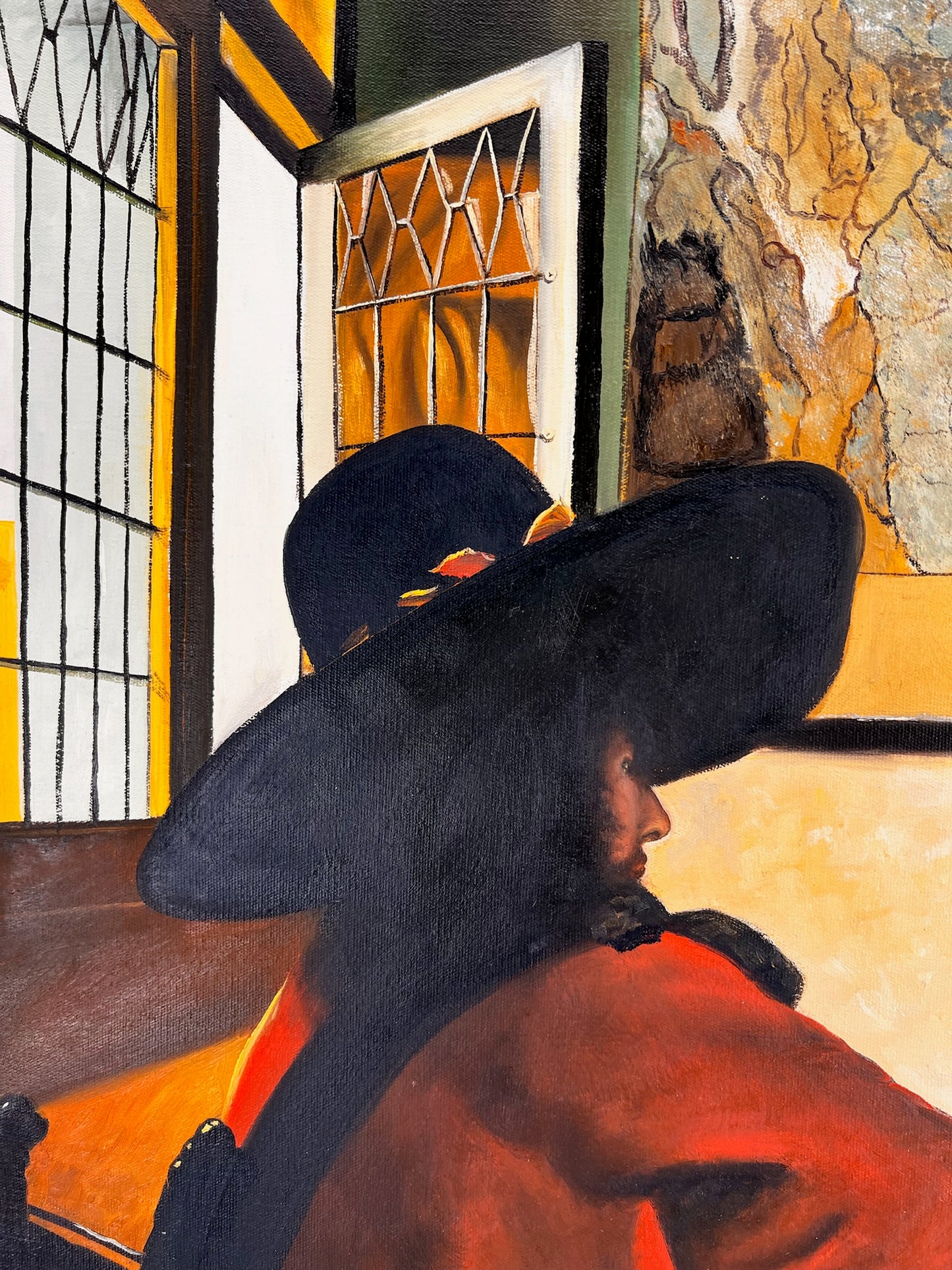 Johannes Vermeer – Soldat et fille souriante – Huile sur toile peinte à la main (60 × 80 cm)