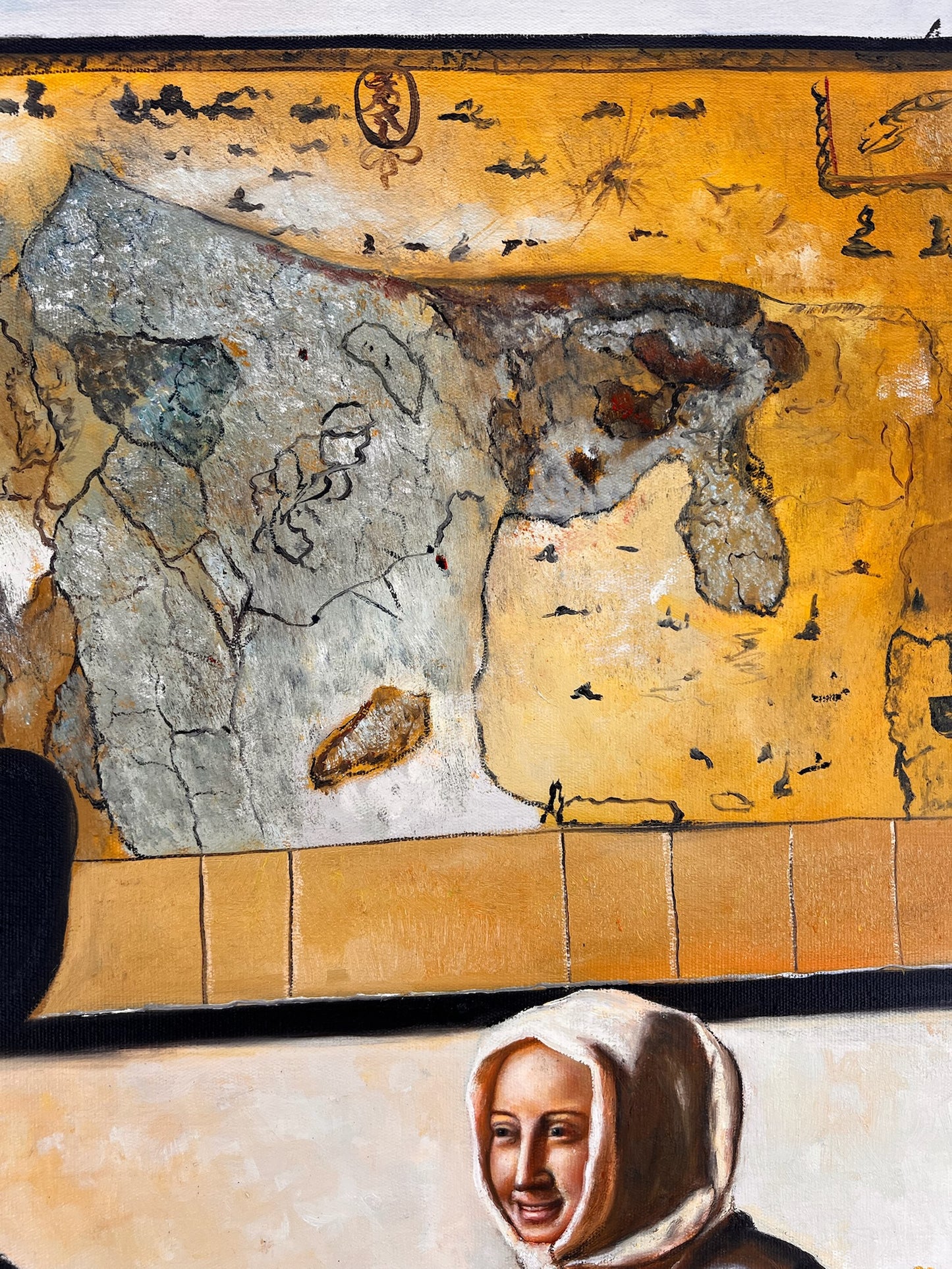 Johannes Vermeer – Soldat et fille souriante – Huile sur toile peinte à la main (60 × 80 cm)