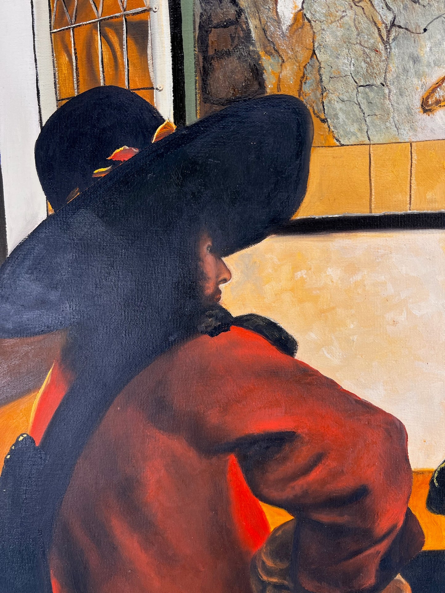 Johannes Vermeer – Soldat et fille souriante – Huile sur toile peinte à la main (60 × 80 cm)