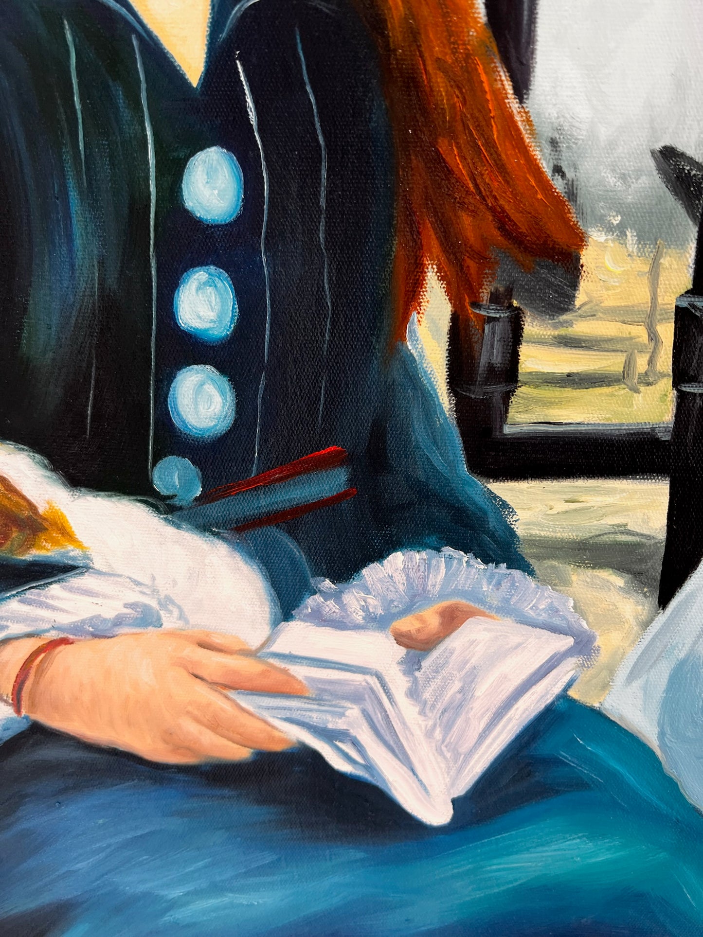 Le Chemin de fer (Manet) – Peinture à l'huile impressionniste sur toile peinte à la main (64 × 80 cm)