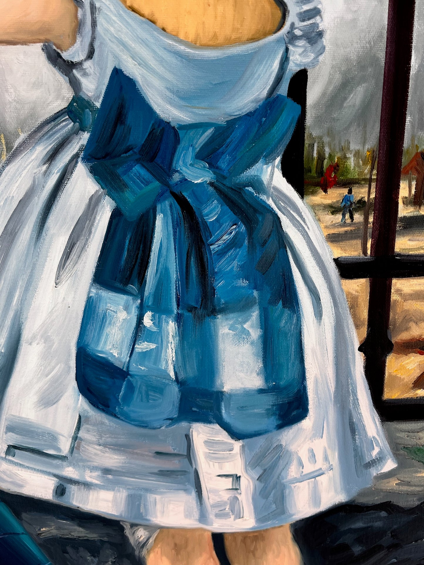 Le Chemin de fer (Manet) – Peinture à l'huile impressionniste sur toile peinte à la main (64 × 80 cm)