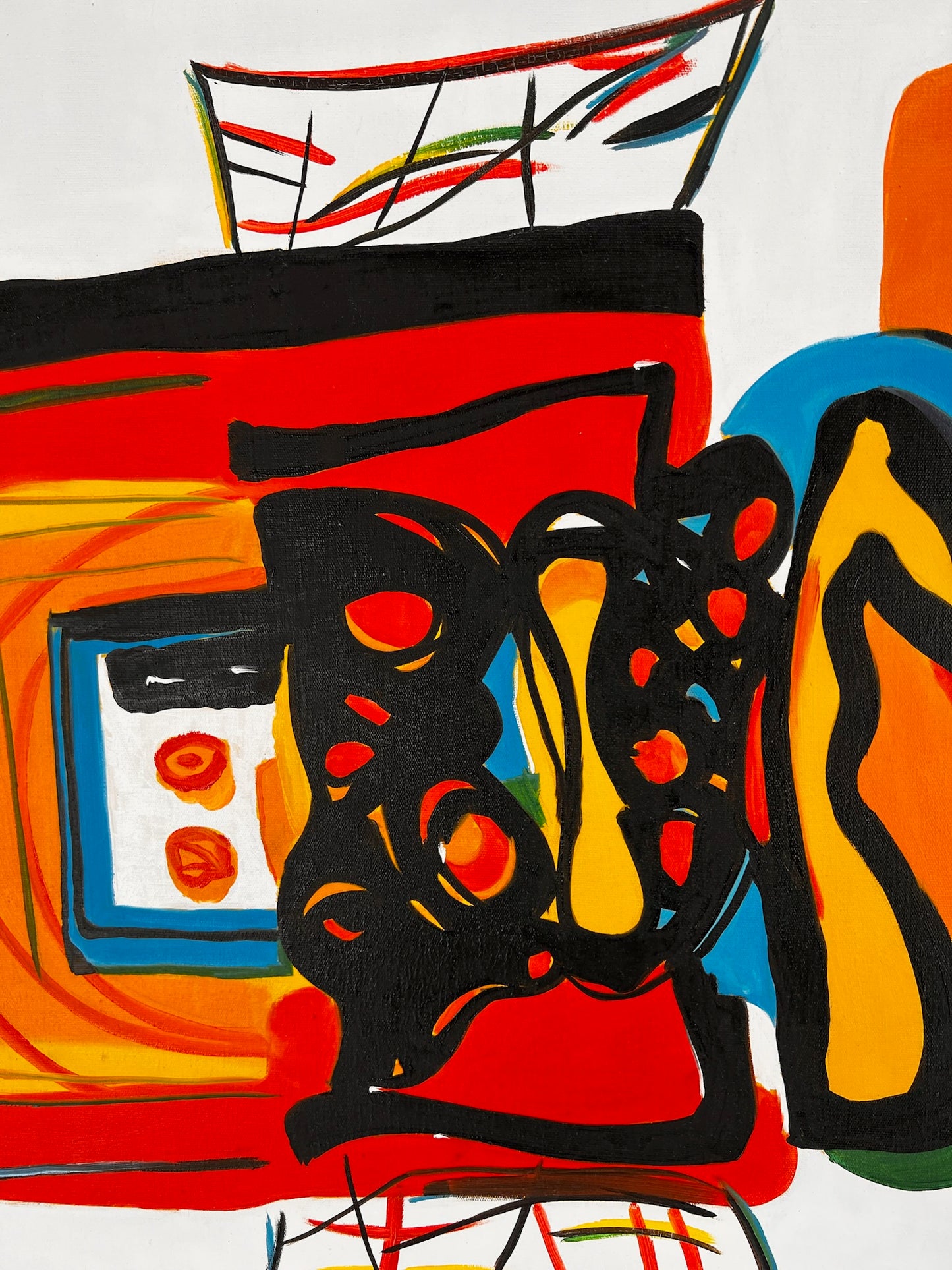 Composition abstraite (d'après Wassily Kandinsky) – Peinture abstraite moderne à l'huile sur toile (60 × 80 cm, encadrée)