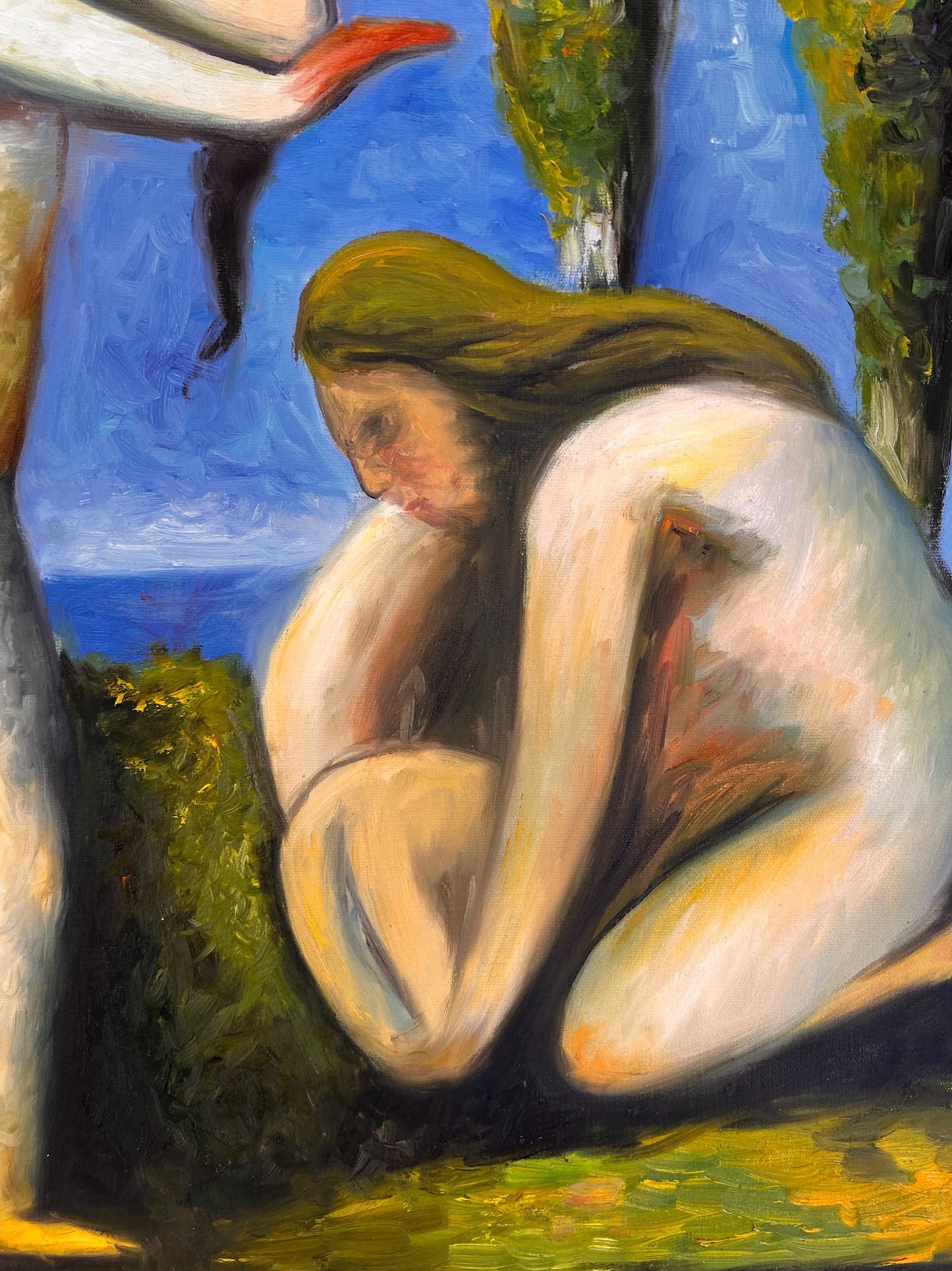 Baigneuses (d'après Paul Cézanne) – Huile sur toile post-impressionniste peinte à la main (64 × 80 cm)