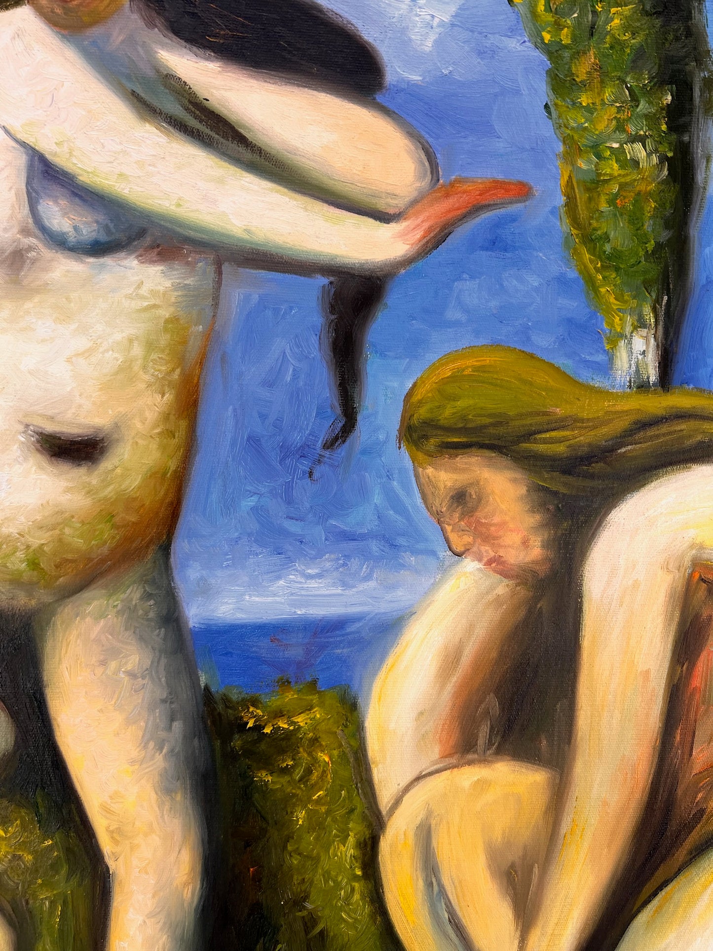 Baigneuses (d'après Paul Cézanne) – Huile sur toile post-impressionniste peinte à la main (64 × 80 cm)