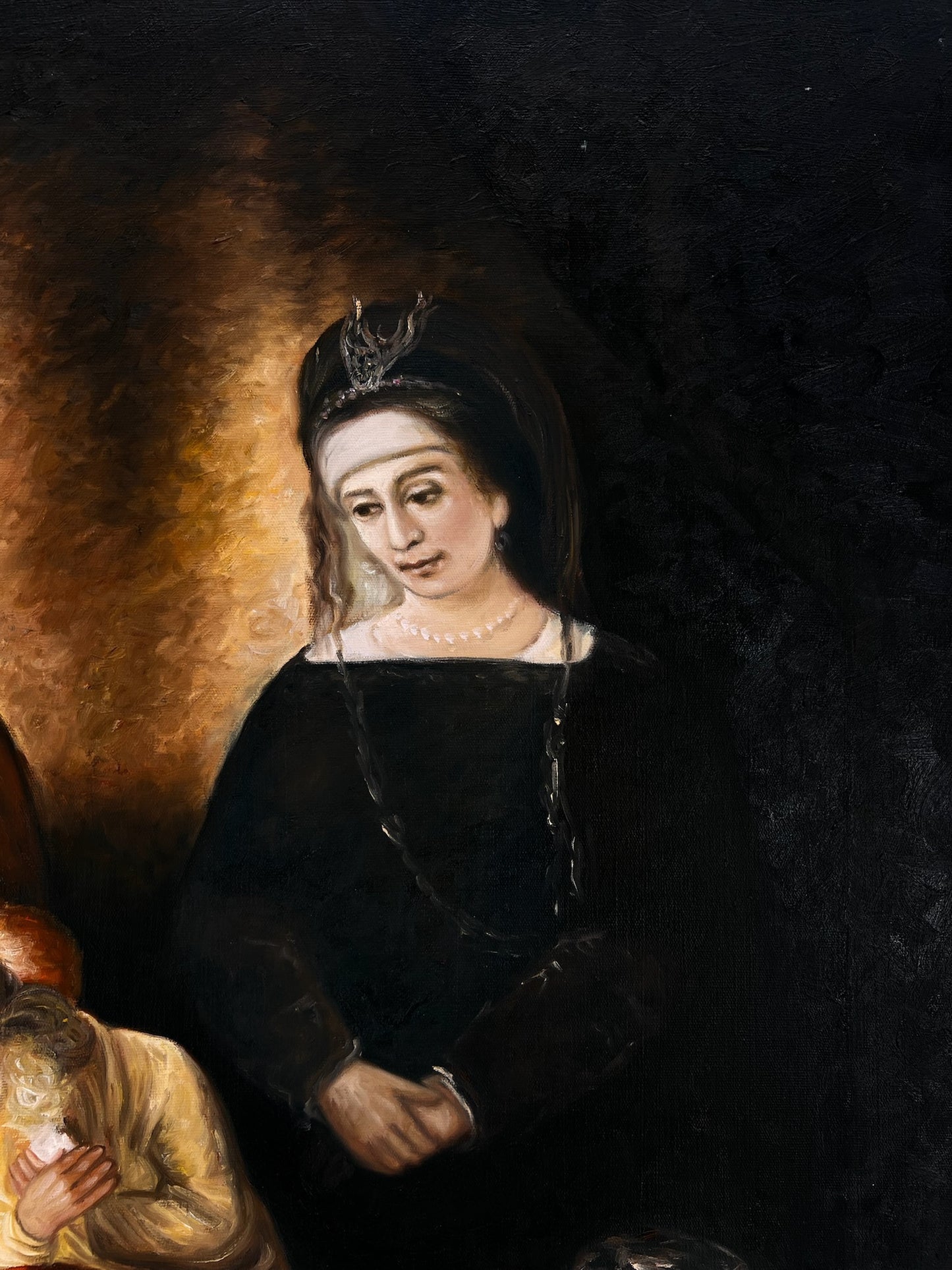 Jacob bénit les enfants de Joseph (d'après Rembrandt van Rijn) – Huile sur toile baroque peinte à la main (64 × 80 cm)