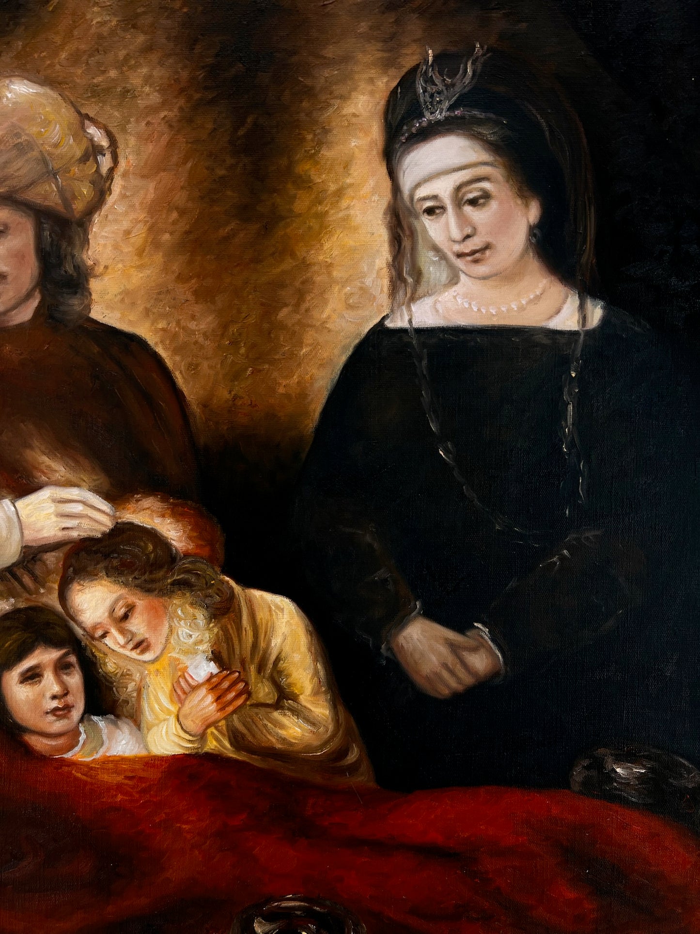 Jacob bénit les enfants de Joseph (d'après Rembrandt van Rijn) – Huile sur toile baroque peinte à la main (64 × 80 cm)