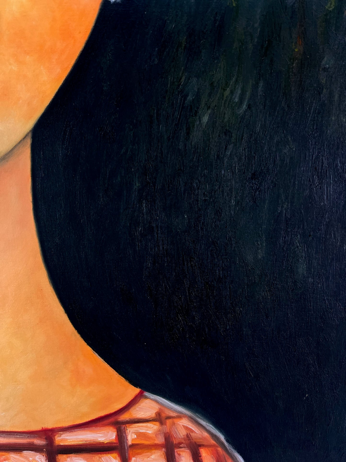 Femme avec des boucles d'oreilles – Huile sur toile peinte à la main (60 × 80 cm)