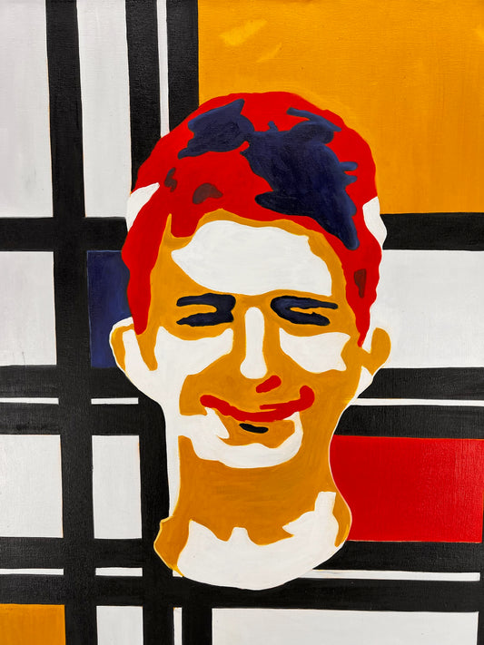 Piet Mondrian – Manface – Peinture Abstraite à l'Huile sur Toile Peinte à la Main (60 × 80 cm)