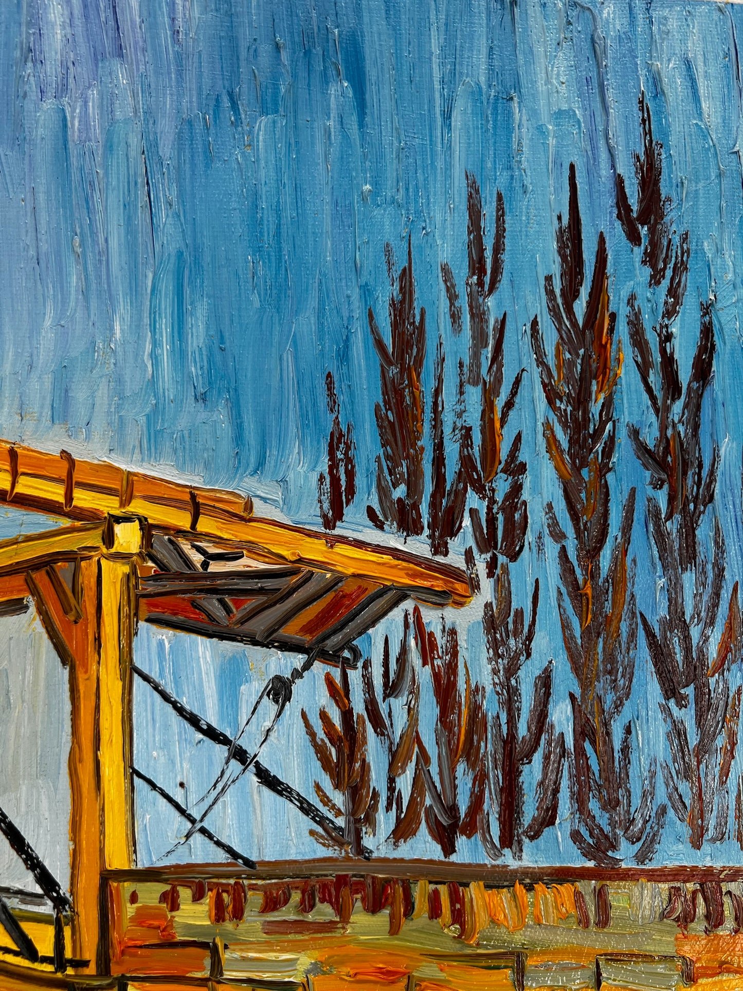 Le Pont Langlois (d'après Vincent van Gogh) – Peinture à l'huile post-impressionniste peinte à la main sur toile (60 × 65 cm)