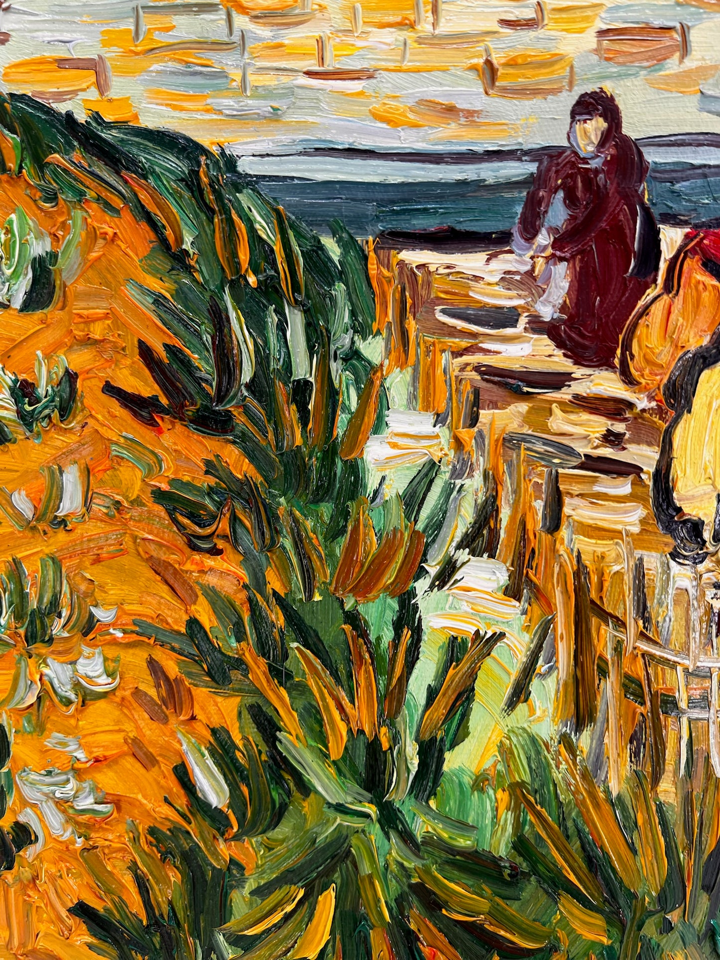 Le Pont Langlois (d'après Vincent van Gogh) – Peinture à l'huile post-impressionniste peinte à la main sur toile (60 × 65 cm)